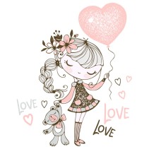 Vinilos y pegatinas niña con globo y peluche